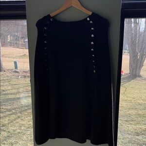 Black Knit cape with Button Accents